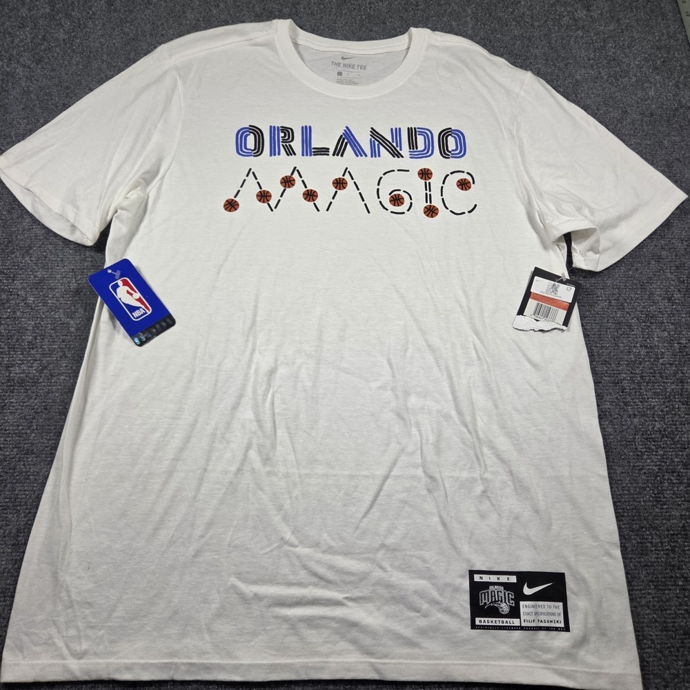 Nike Orlando Magic NBA T Shirt White Men L Pagowski Art NEW